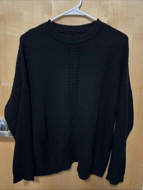 Classic Black Crewneck Knit Sweater